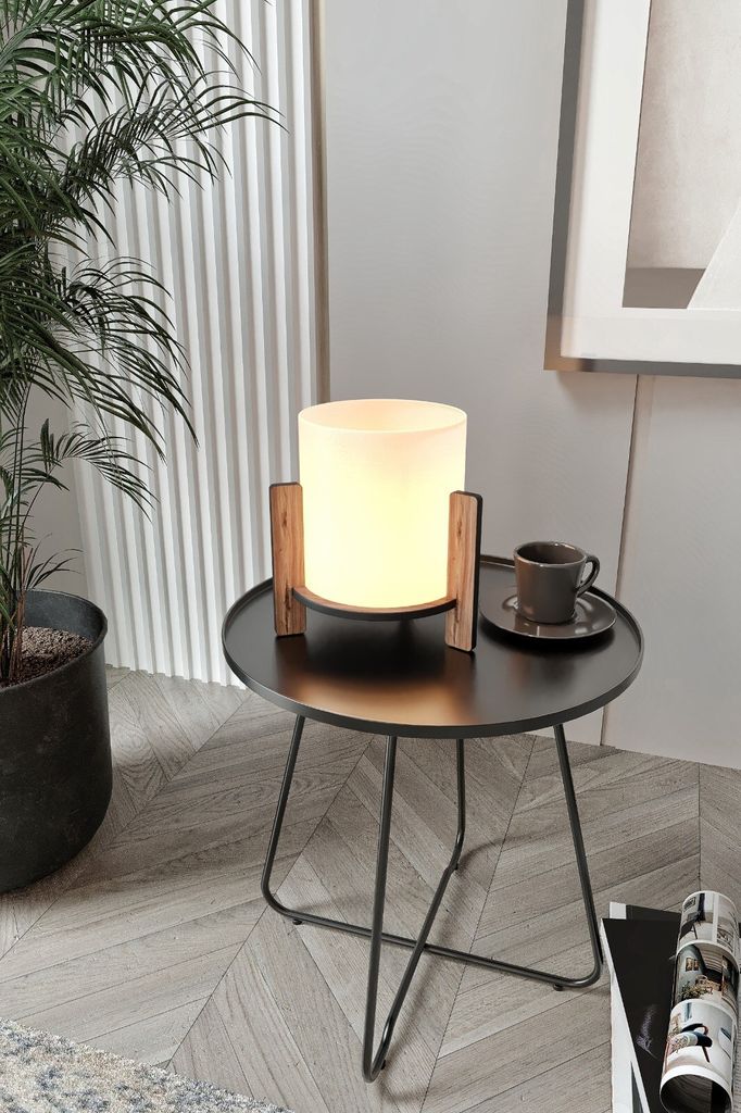 Opviq , Pine Table Lamp - Walnut, Tischlampe, Nussbaum, MDF-Körper, 14 x 14 x 20 cm