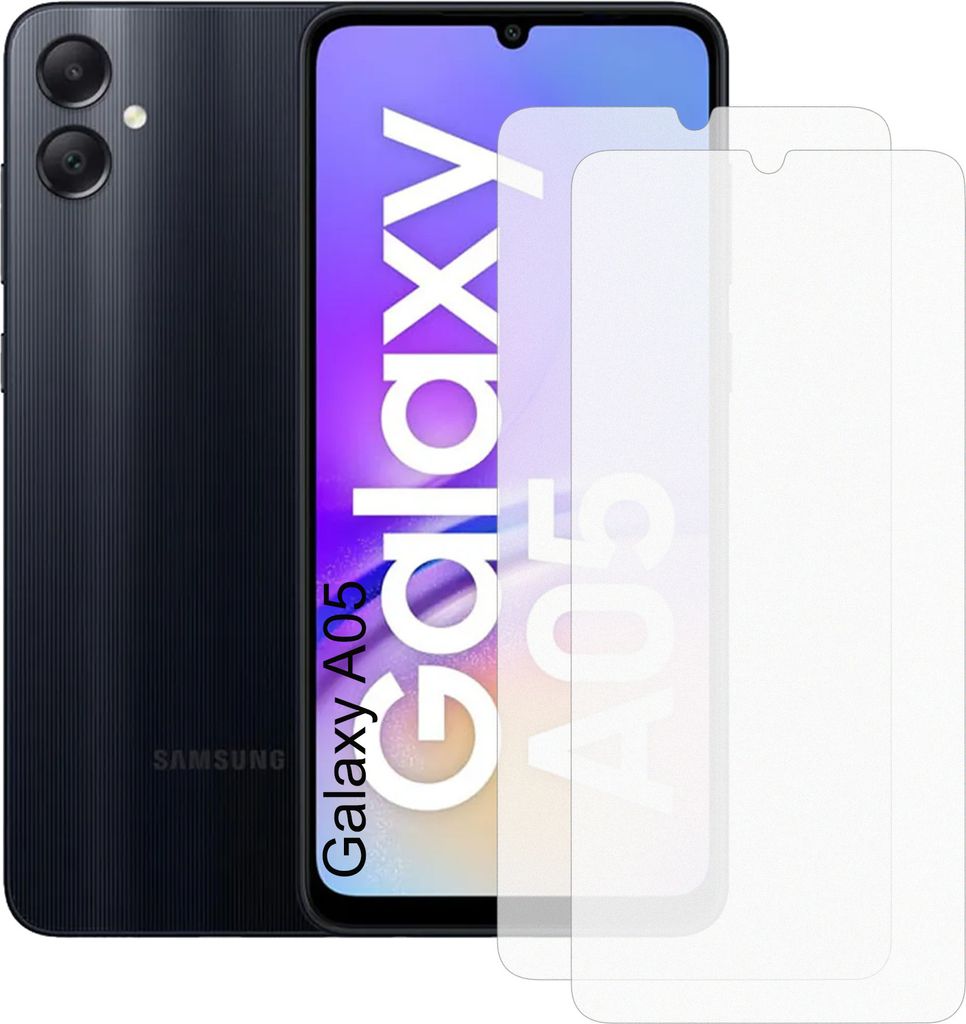 Zwei Stück (2x) Display-Schutzfolie Displayschutz-Glas 9H Glas für Samsung Galaxy A05