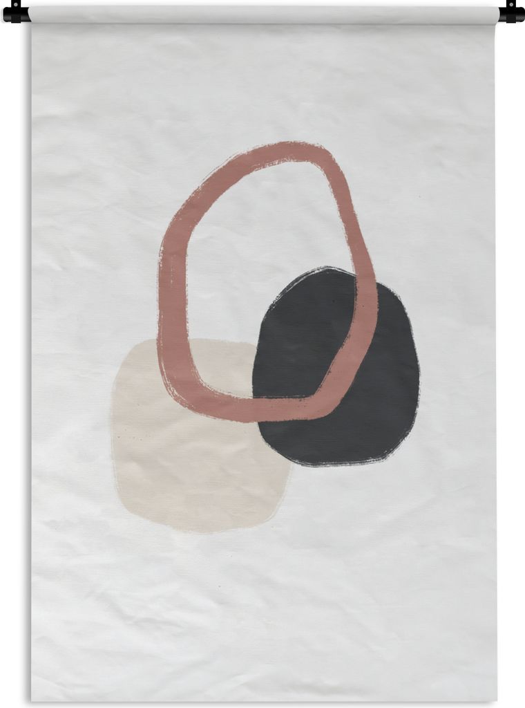 MuchoWow Wandteppich Wandbehang Pastell - Minimalismus - Geometrische Formen 60x90 cm Tapisserie Dekoration Wandtuch - Foto-Teppich - Abwaschbar