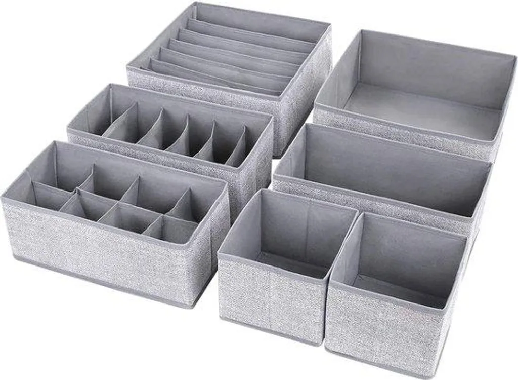 Système de rangement pour tiroirs modulable en bambou naturel set de 4