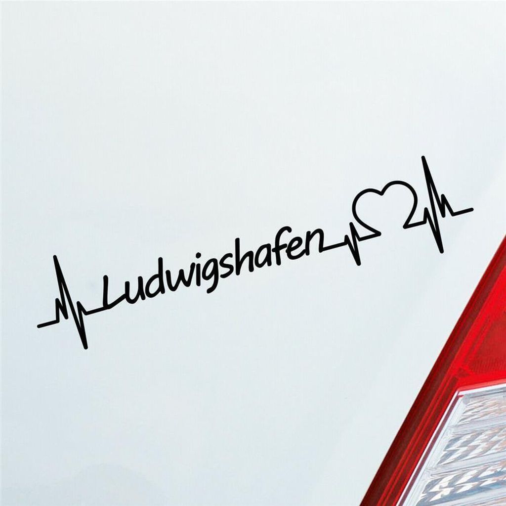 Auto Aufkleber Ludwigshafen Herz Herzschlag 19x4 cm Schwarz Glanz Sticker Heckscheibenaufkleber