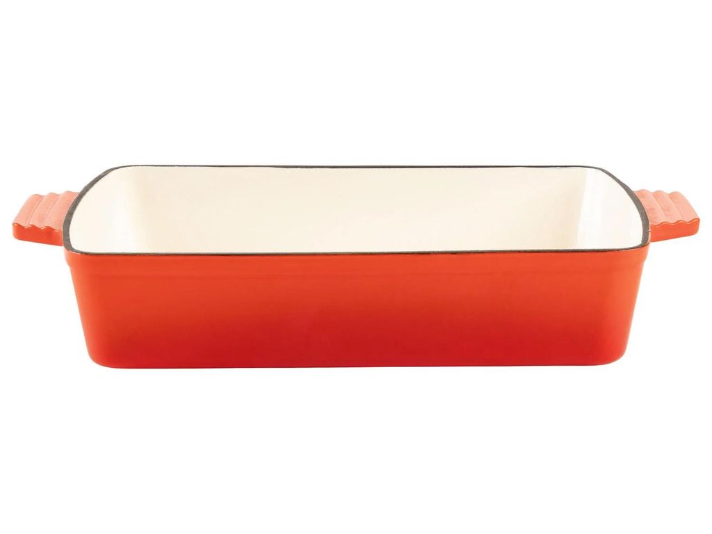 ERNESTO Gusseisen-Auflaufform, Auflaufschale, Gusseisen-Form, orange, 32,2 x 22 cm