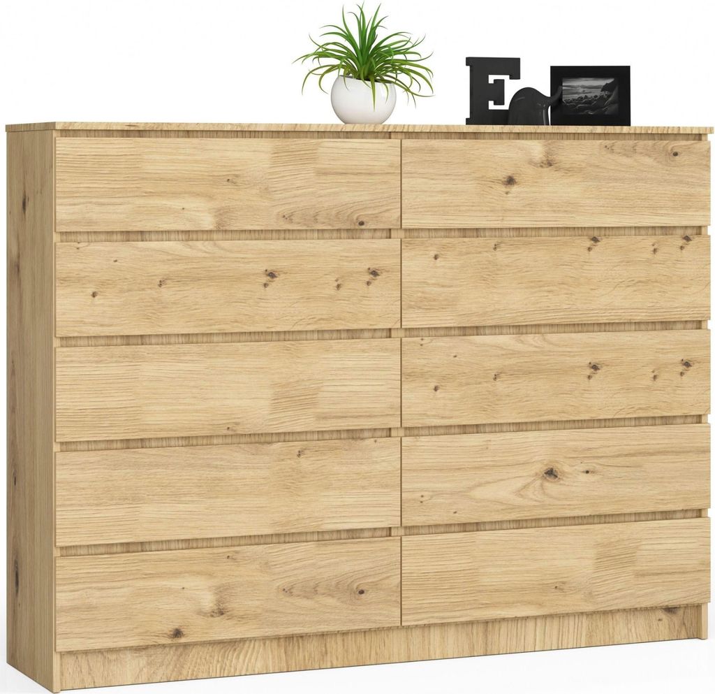 Kommode – Schubladenkommode – Sideboard – 120 cm – Artisan Eiche – Maximale Ordnung mit 10 geräumigen Schubladen
