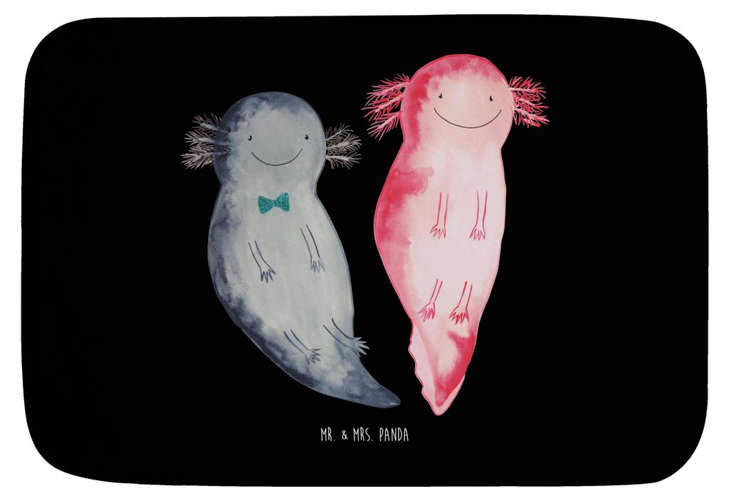Mr. & Mrs. Panda Badezimmerteppich Axolotl Freundin - Schwarz - Geschenk, Badteppich, Valentinstag, Liebe, teppich für bad, Badematte, Lurch, Dusc...