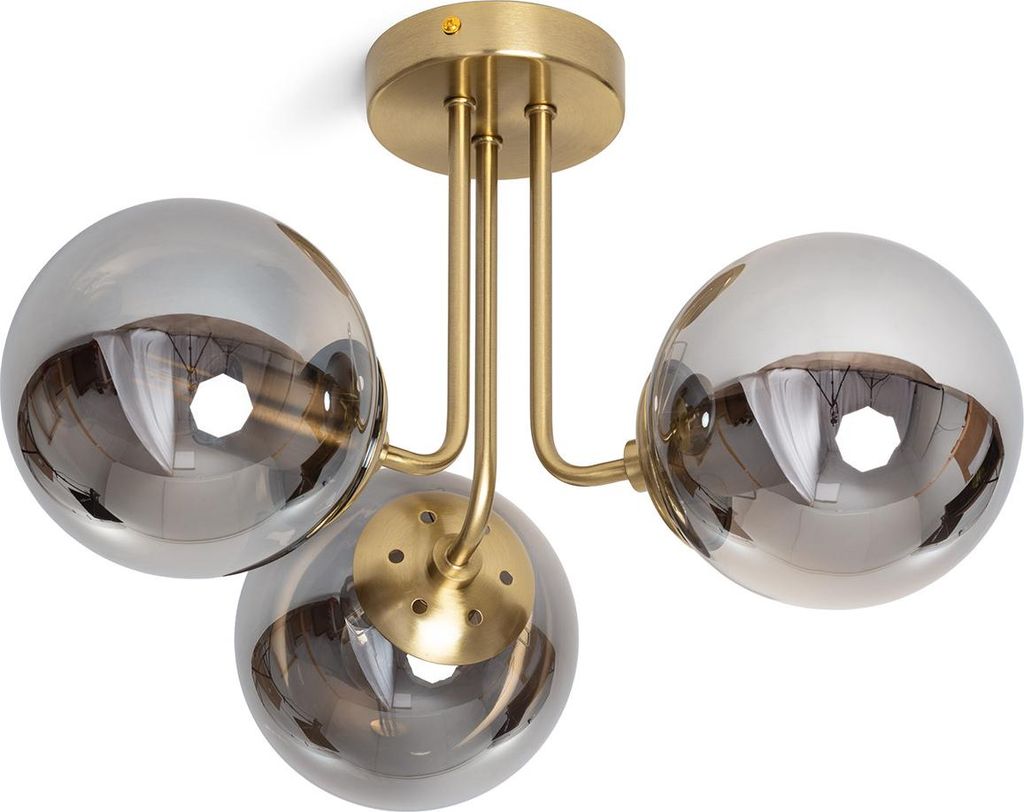 Deckenleuchte Metall und Glas Moonlight Brass 3 Strahler Rauchgrau