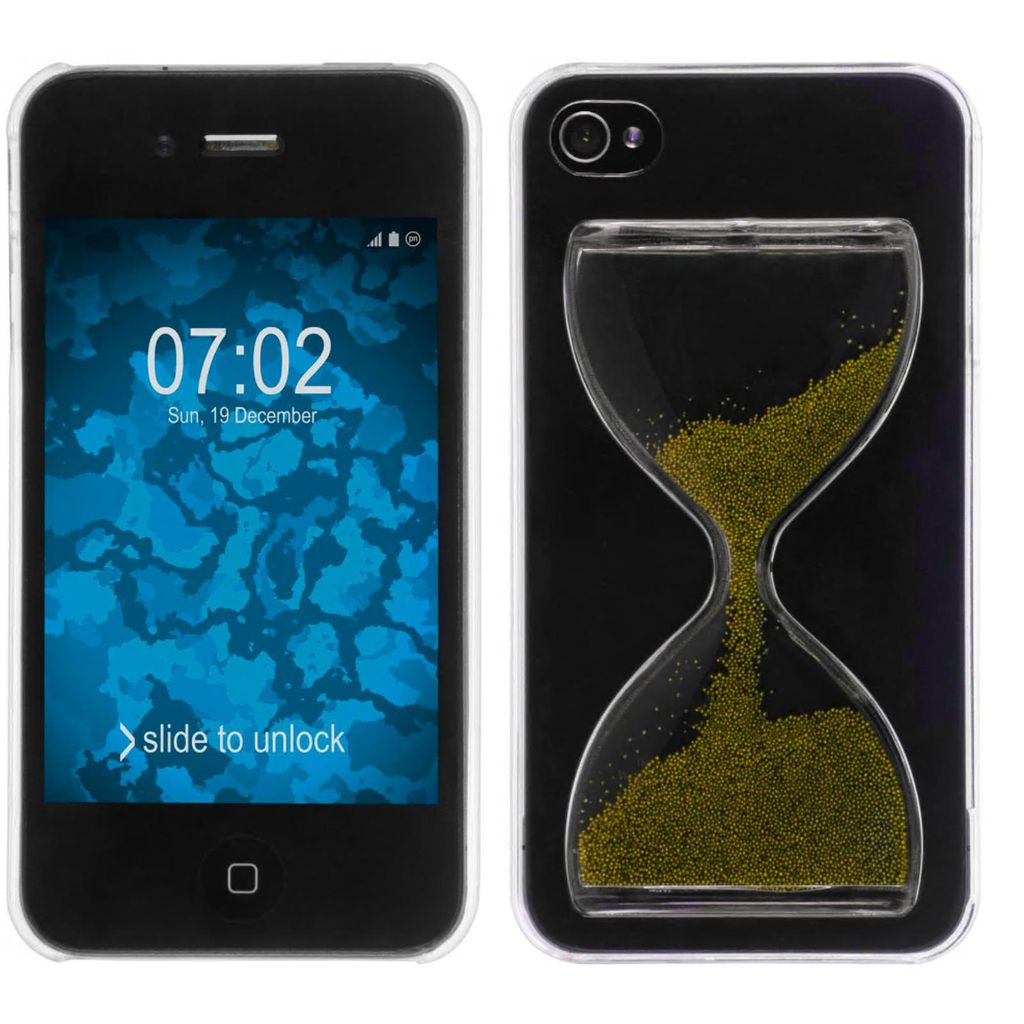 PhoneNatic Case kompatibel mit Apple iPhone 4S - Hülle grasgrün Sanduhr Hard-case + 2 Schutzfolien