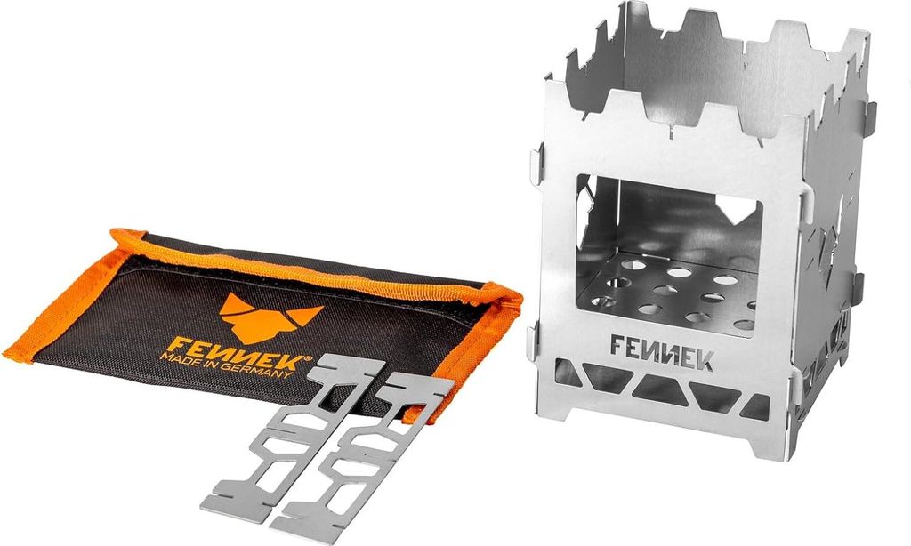 Outdoor Kocher Einsetzbarer Hobo Ofen mit Tasche Sehr Kompakt 100% Edelstahl Hergestellt in Deutschland