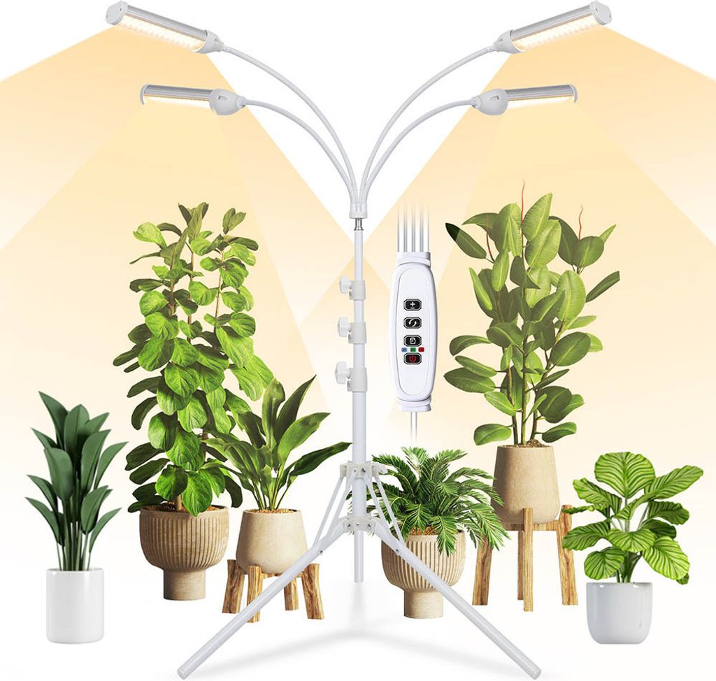 LED Vollspektrum Pflanzenlampe Dimmbar Pflanzenlicht Zimmerpflanzen Wachstumslampe Grow Lampe mit Timer und Verstellbar Ständer