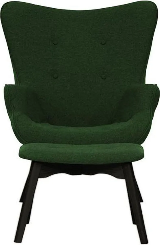 Fauteuil Ducan Malmo Noir : Fauteuil à oreilles avec repose-pied robuste