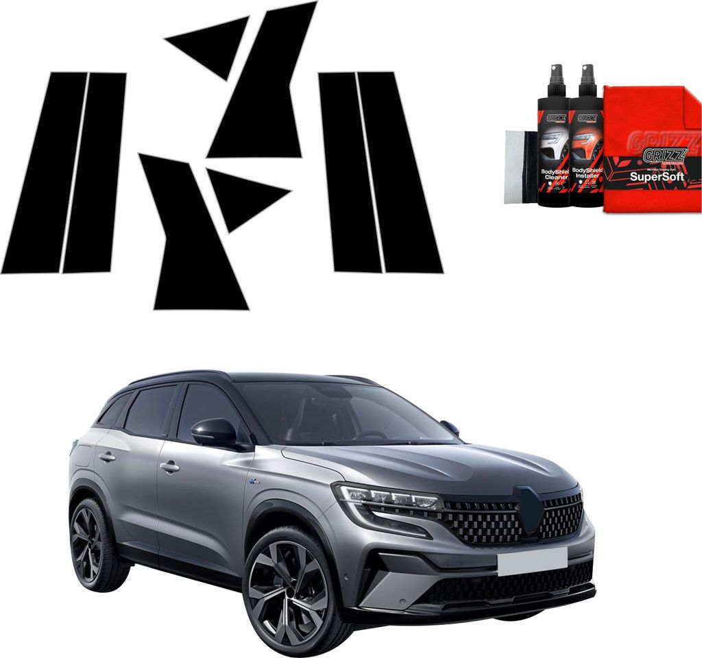 8in1 Schwarze Grizz Protector schutzfolie für B-C-Säule - Renault Austral (2022-2025)