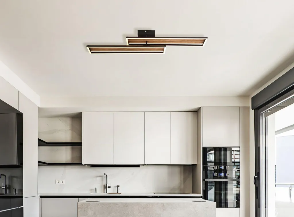 Plafonnier LED orientable 90 cm effet bois avec spots modulables chic - 11