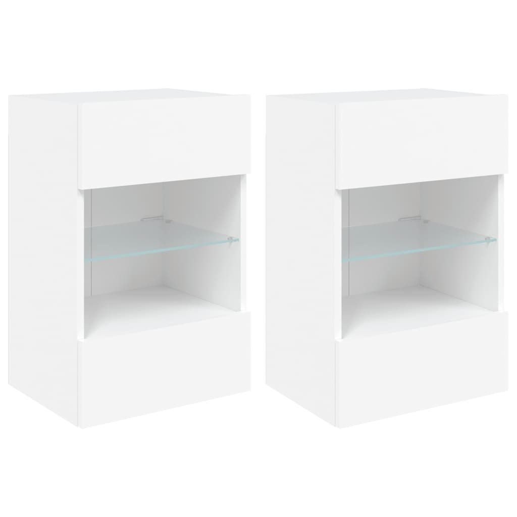 vidaXL Wandschränke mit LED-Leuchten für TV 2 Stk. Weiß Produktbild 
