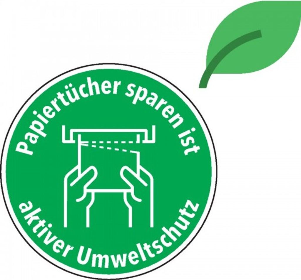 Dreifke Aufkleber | Hinweisschild Papiertücher sparen ist aktiver Umweltschu...