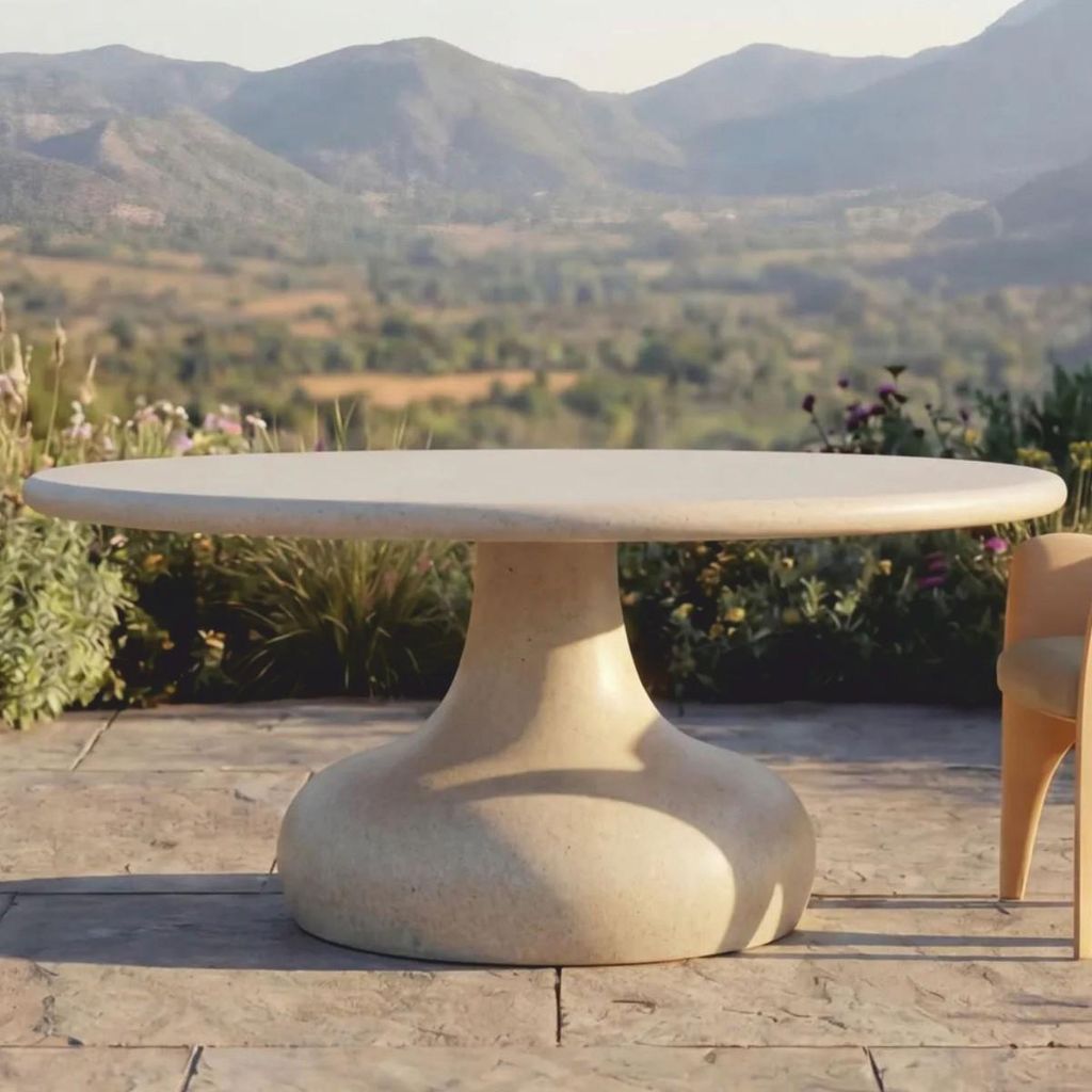 Casa Padrino Luxus Garten Esstisch Matt Beige Ø 180 cm - Luxus Garten Möbel
