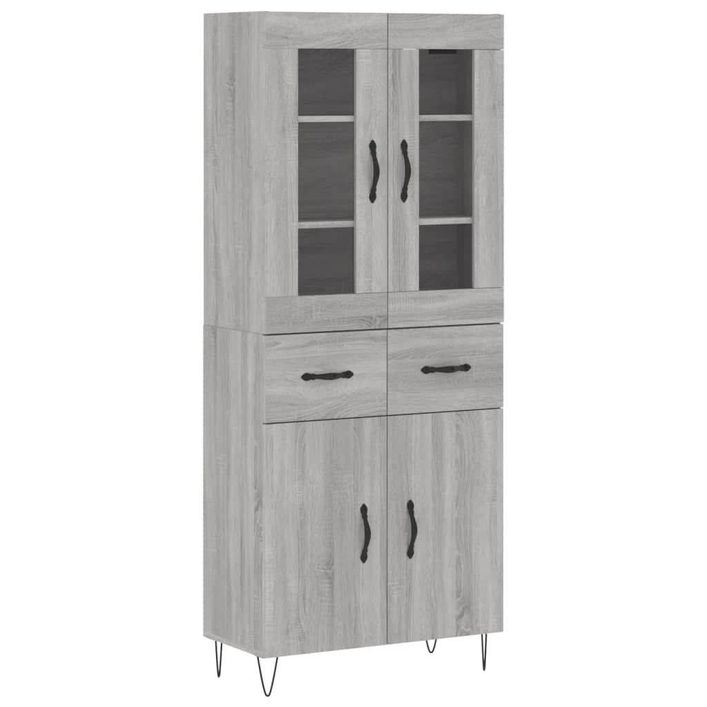 Möbel Sideboard/Highboard - elegante Design - Mehrzweckschrank - Grau Sonoma 69,5x34x180 cm Holzwerkstoff - Kommoden CLORIS5434568