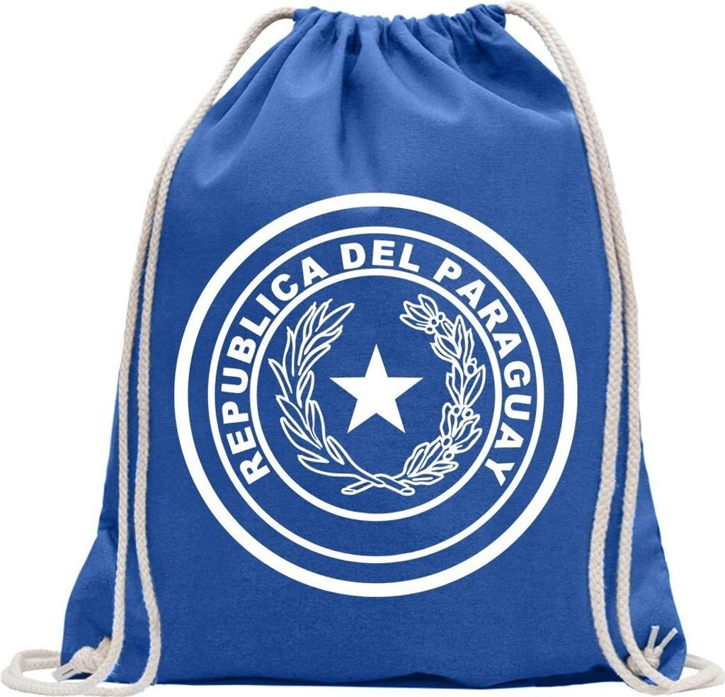 Kiwistar - Turnbeutel - royal - Paraguay Wappen - Fun Rucksack Sport Beutel Gymsack Baumwolle mit Ziehgurt