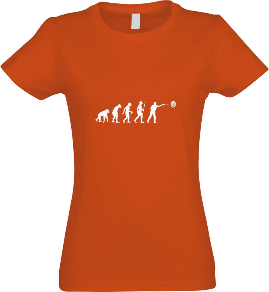 Kiwistar - T-Shirt tailliert - Damen - orange - Darts Bullseye Evolution - mit Motiv Bedruckt - Funshirt Design - Sport - Freizeit - Damen - S