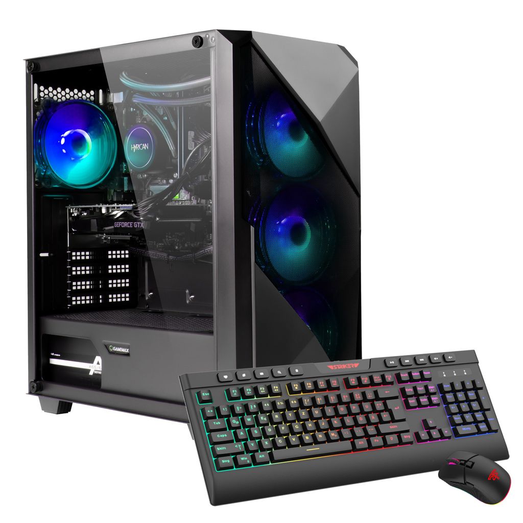 GAMEMAX Gaming-PC Striker 7448 Ryzen 7 7800X3D Wasserkühlung 32GB DDR5 RAM 1TB SSD RTX 5070Ti Windows 11