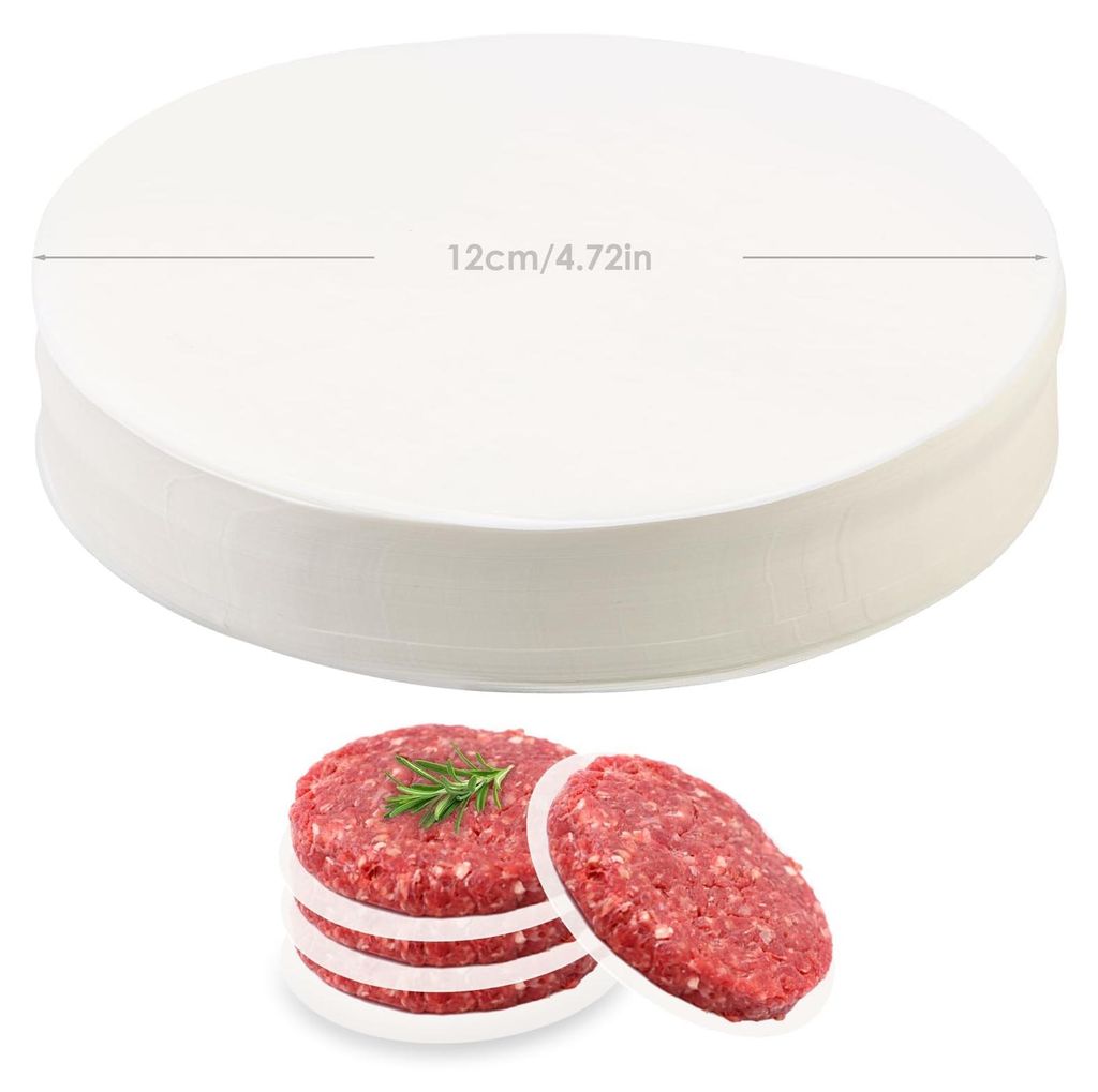 500 Blatt Burgerpapier, weißes rundes Backpapier, Backpapier für Burgerpressen, Antihaftpapier für Burger, Hamburger, Cheeseburger, Kuchen, Burg...