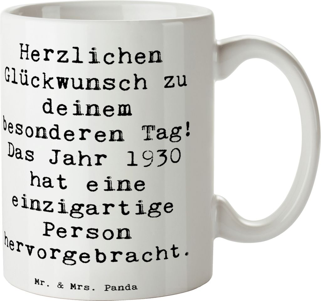 Mr. & Mrs. Panda Tasse Spruch 1930 Geburtstag - Weiß - Produktbild 