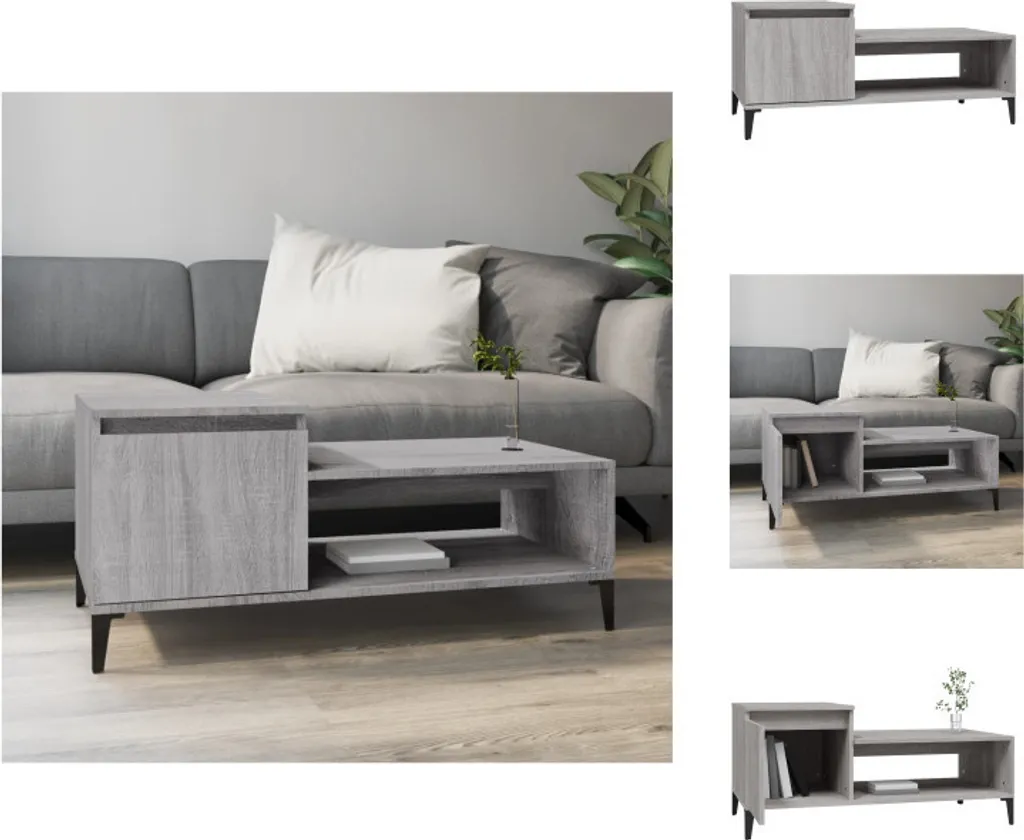 Tavolino Soggiorno Industrial Grigio Sonoma 100x50x45 | vidaXL