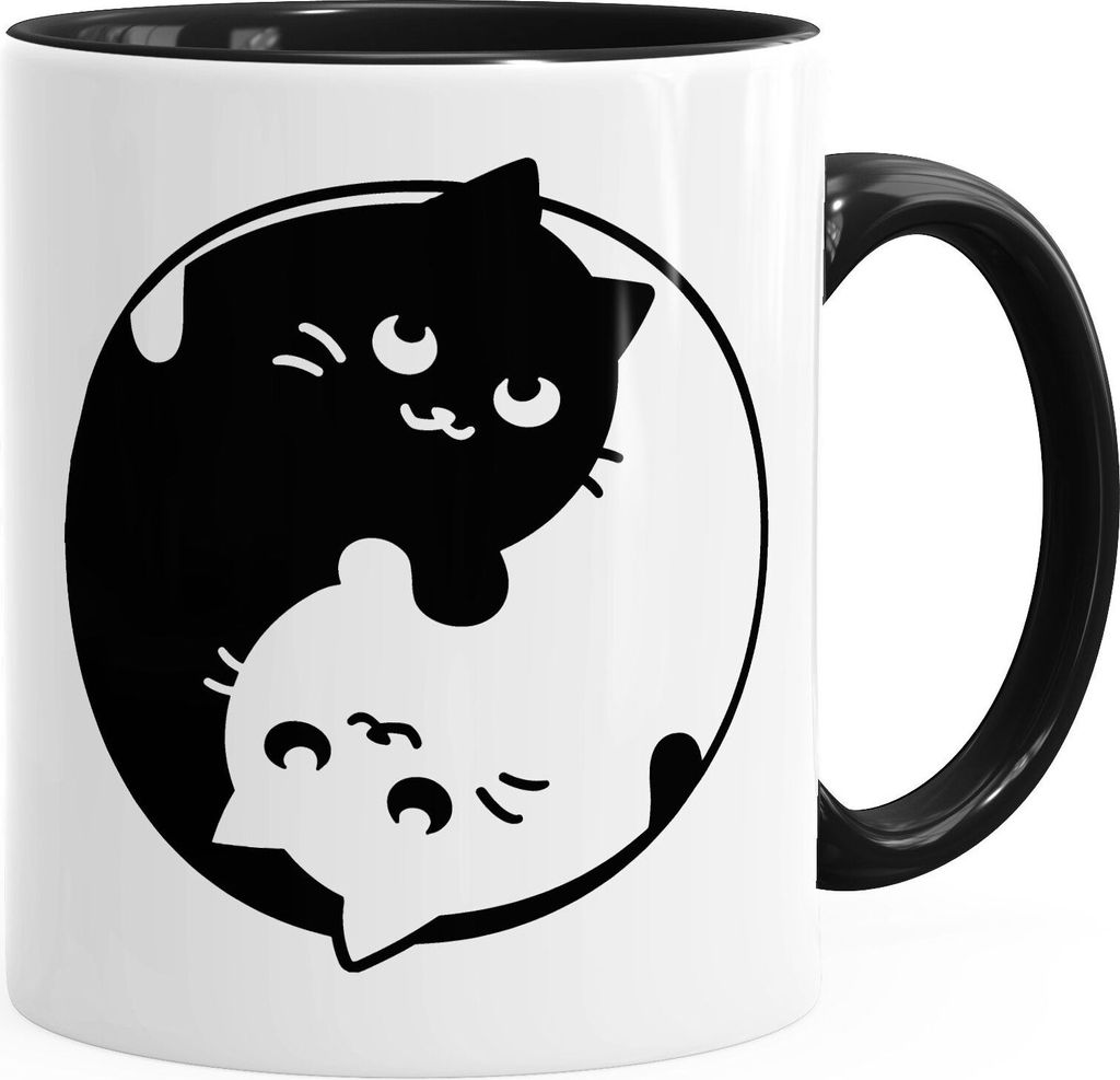 Tasse mit Katzen-Motiv Ying Yang Cats MoonWorks schwarz unisize