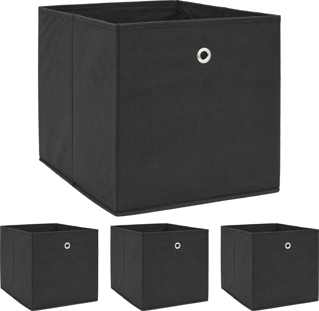 Lot de 4 boîtes de rangement pour Kallax 33x38x33 cm avec œillet noir