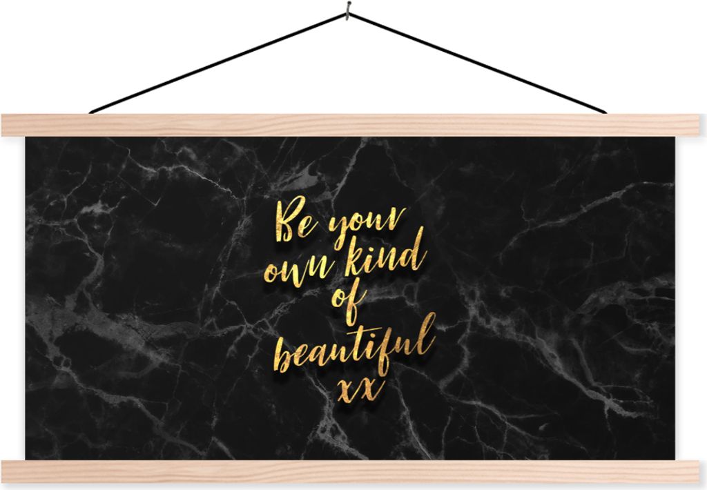 MuchoWow Textilposter Zitate - Motivation - Gold - Marmor 60x30 cm mit holzfarbenen Rahmen - Dekoration