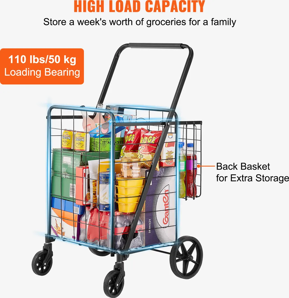 Chariot robuste multi-usage 110 lbs à roues pivotantes à 360 degrés