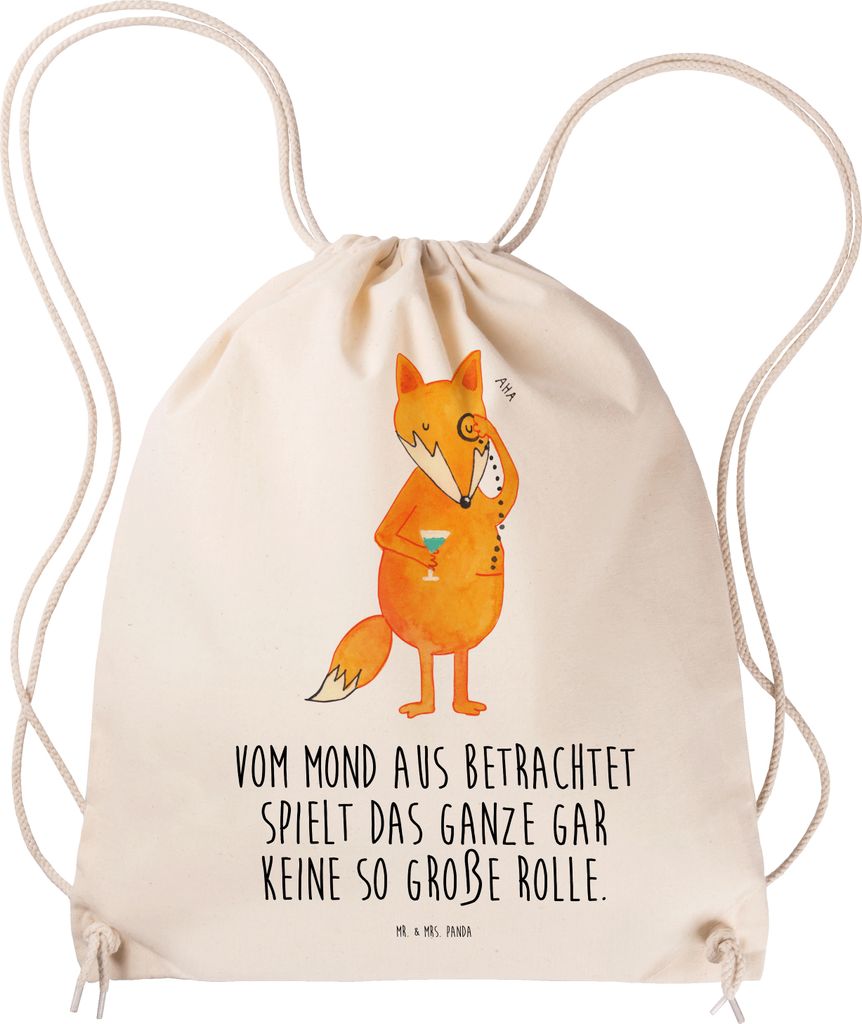 Mr. & Mrs. Panda Turnbeutel Fuchs Lord - Transparent - Geschenk, wander rucksack, gym tasche, Motivation Spruch, Lustig, Mond, Jutebeutel, Beutel, ...
