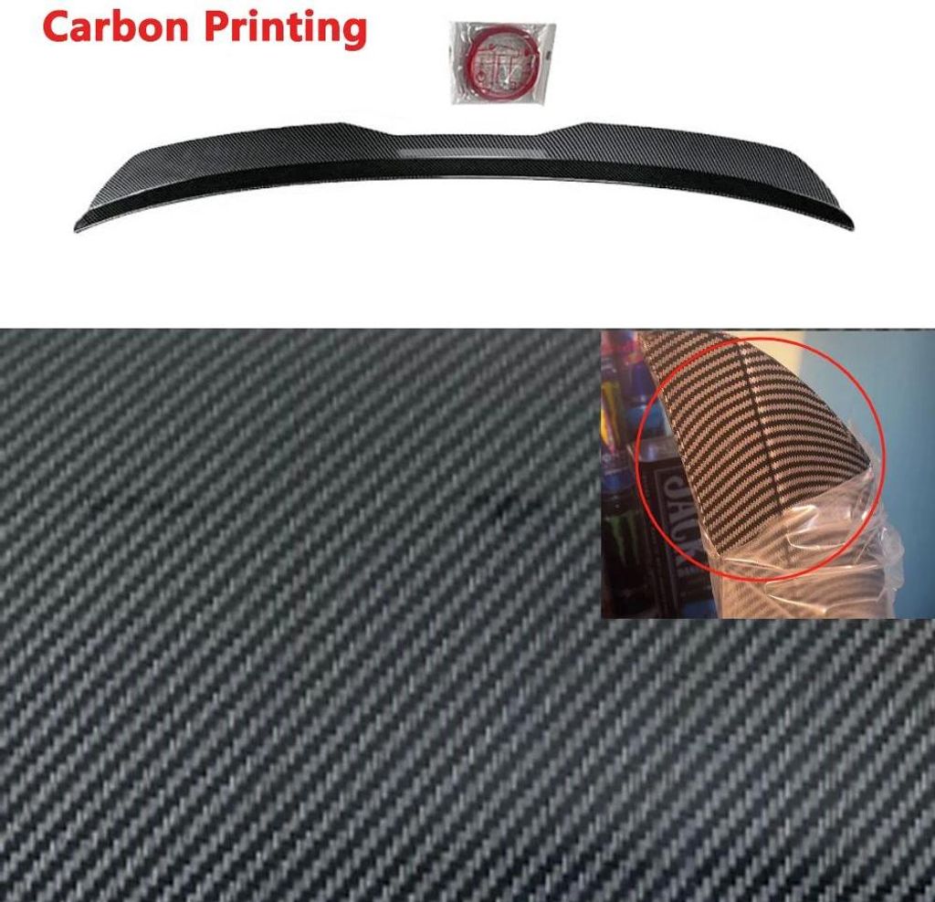 Auto Heckklappen Spoiler - Ducktail Flügel - ABS-Kunststoff - Carbonfaser-Optik - Mit Klebeband - Grasgrün