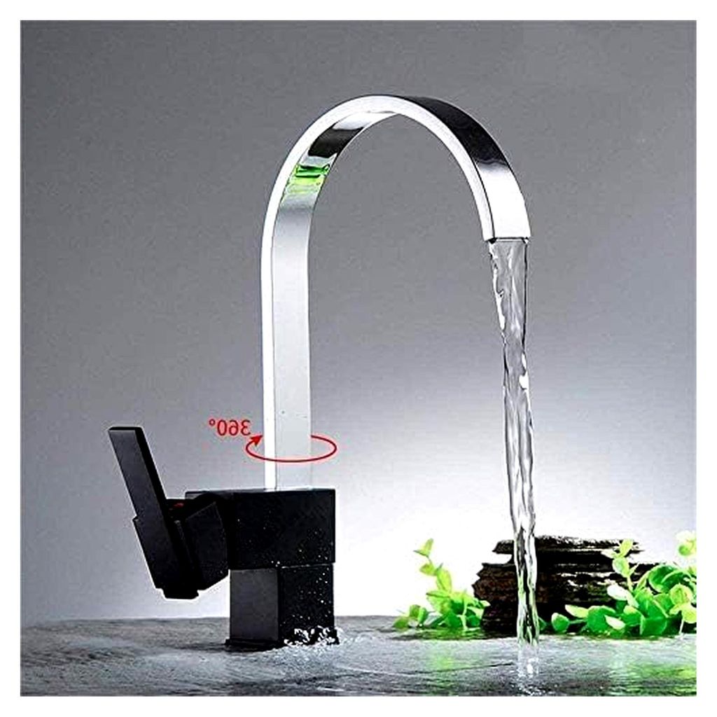 Küchenarmatur, Wasserhahn, quadratisch, Schwarz, Chrom, Küchenmischer, Kalt- und Warmwasserspüle, Messing, Einhebelmischer