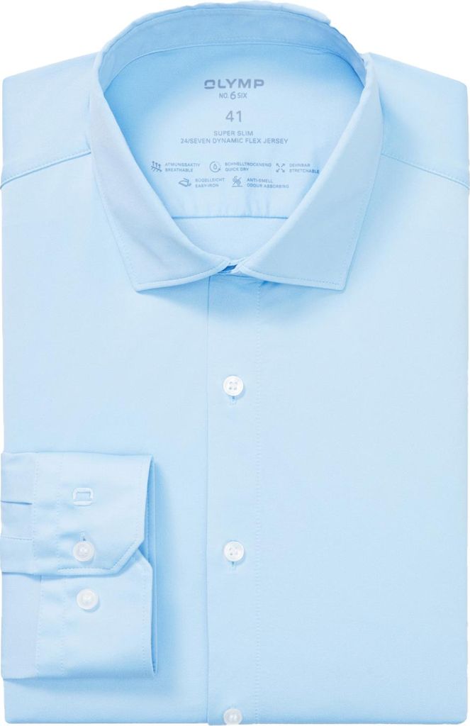 Olymp Hemd einfarbig hellblau Polyamid
