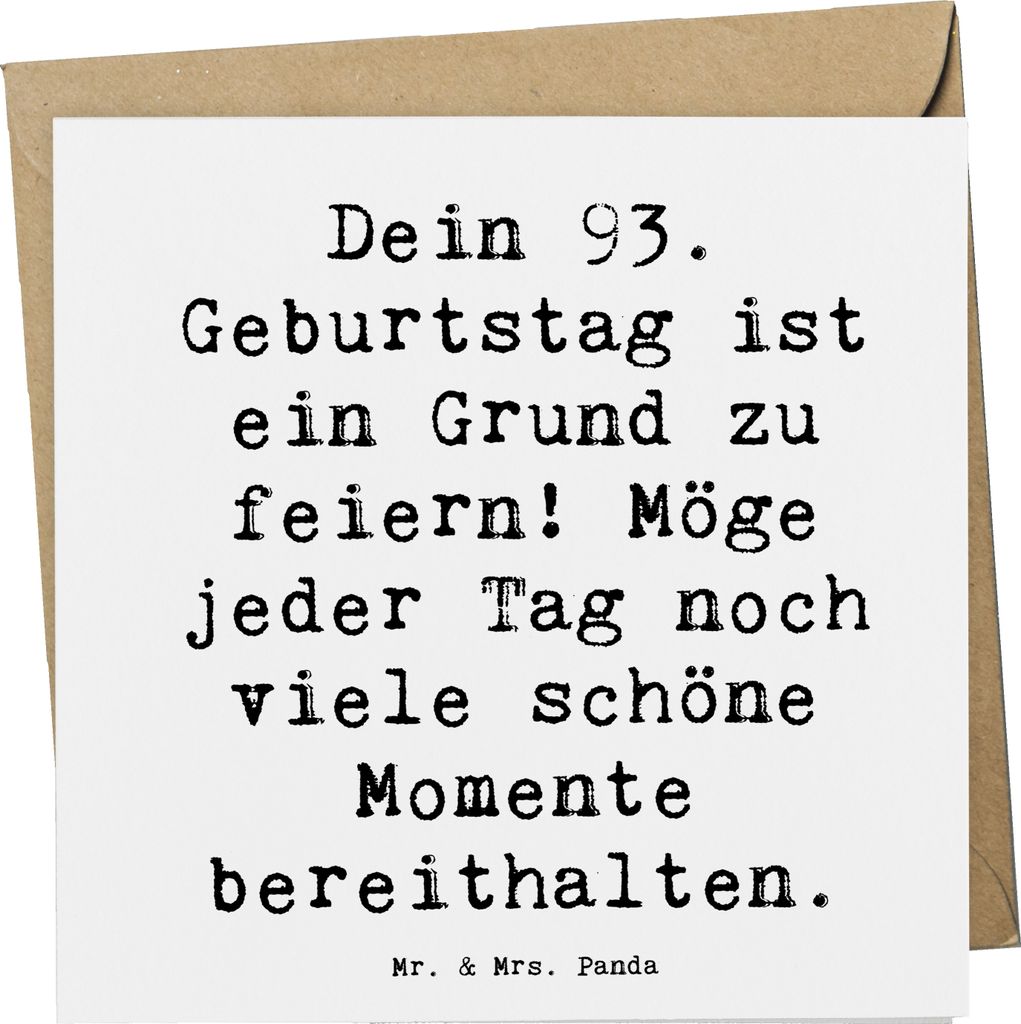 Mr. & Mrs. Panda Glückwunschkarte Spruch 93. Geburtstag Freude - Weiß - Geschenk, doppelkarte, Glückwunsch, Erinnerungen, 93 Jahre, Happy Birthd...