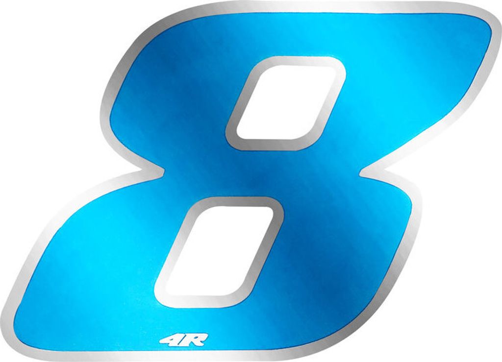 Aufkleber Rennnummer für Motorrad "8" blau 65 x 85 mm