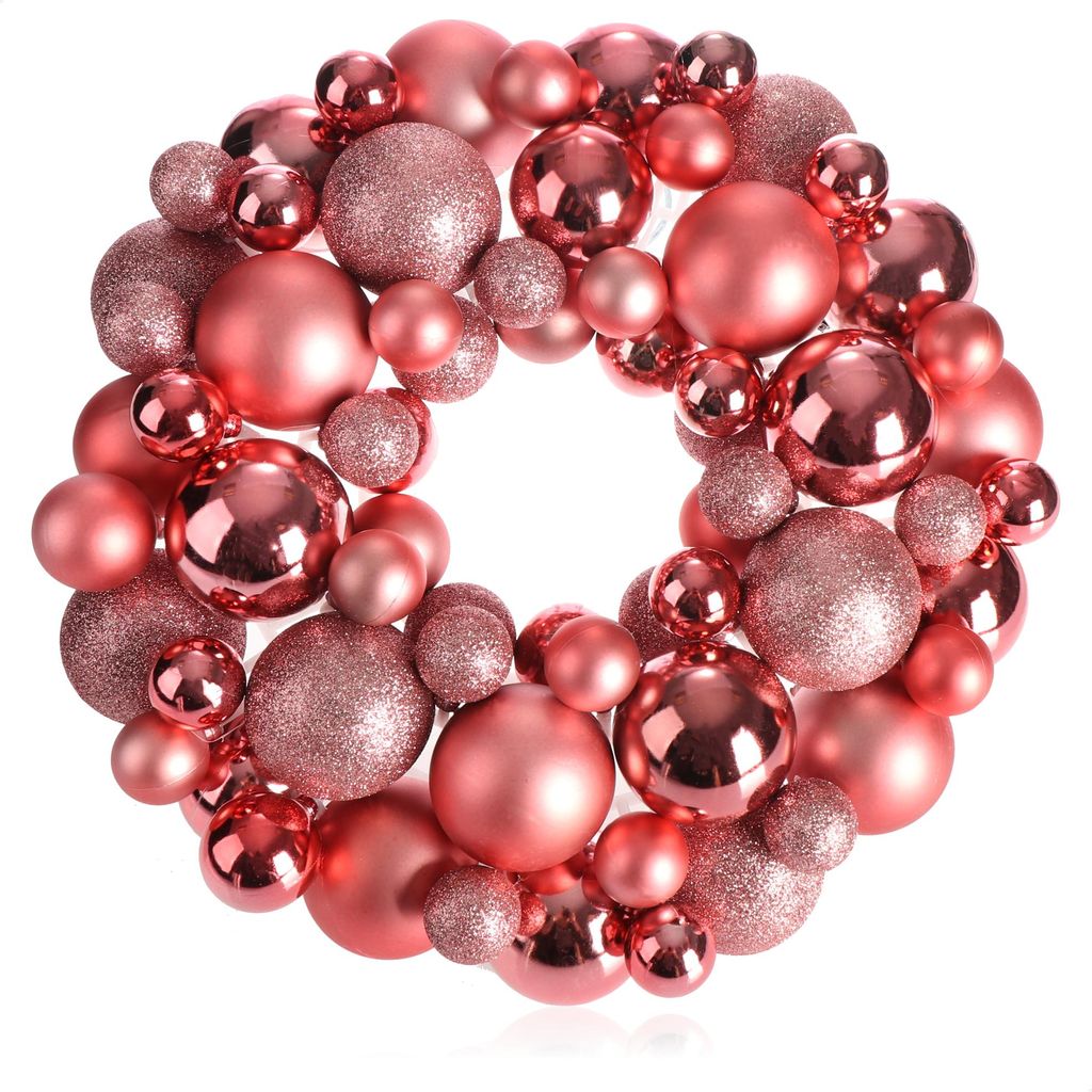 com-four Türkranz Weihnachten - Adventskranz mit verschiedenen Christbaumkugeln in schönen Farben Ø ca. 32 cm - toll glänzende Weihnachtsdeko...