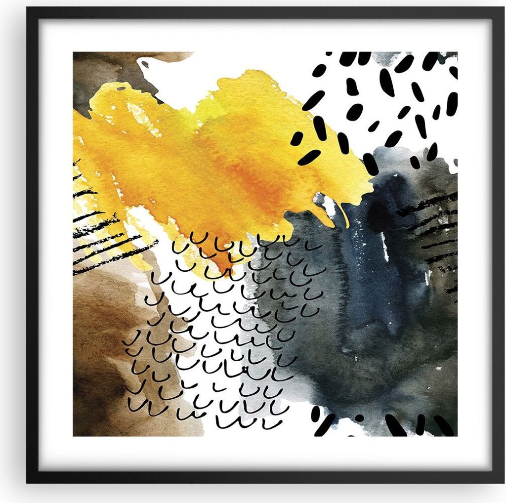 Gerahmtes Poster - Schwarzer Rahmen - Abstraktion Muster Flecken - 50x50 cm - Wand Bild - Wanddeko - Wandbilder - Wandposter - Bilderrahmen - Bilde...
