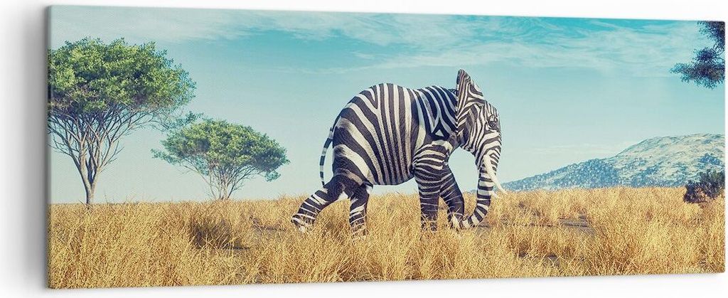 Bild auf Leinwand - Leinwandbild - Einteilig - Surreal Elefant Rippen - 140x50cm - Wand Bild - Wanddeko - Wandbilder - Leinwanddruck - Bilder - Wan...