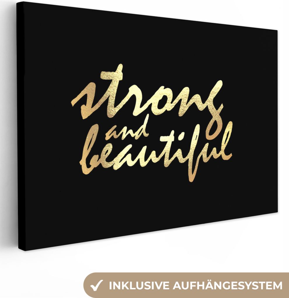 OneMillionCanvasses - Leinwandbilder - 140x90 cm, Zitate - Motivation - Schwarz - Gold, Wandbilder Kunstdruck Wanddekoration