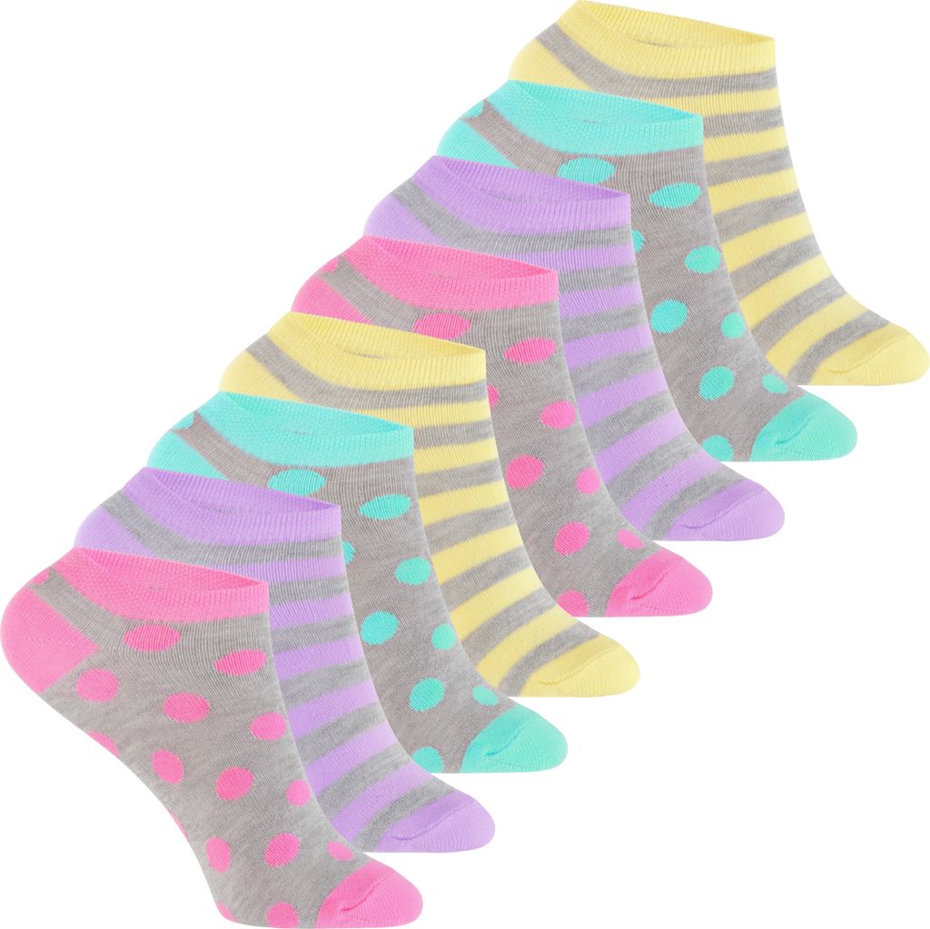 Footstar Kinder Sneaker Socken (8 Paar) Bunte Kurzsocken für Mädchen & Jungen - Pastelltöne 35-38