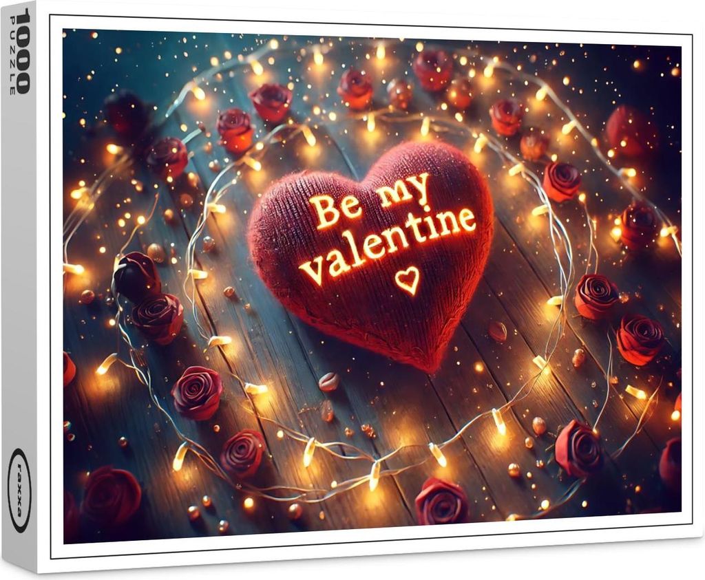 raxxa Premium-Puzzle "Romantisches Herz Be my Valentine mit Rosen und Lichtern", 1000 Teile