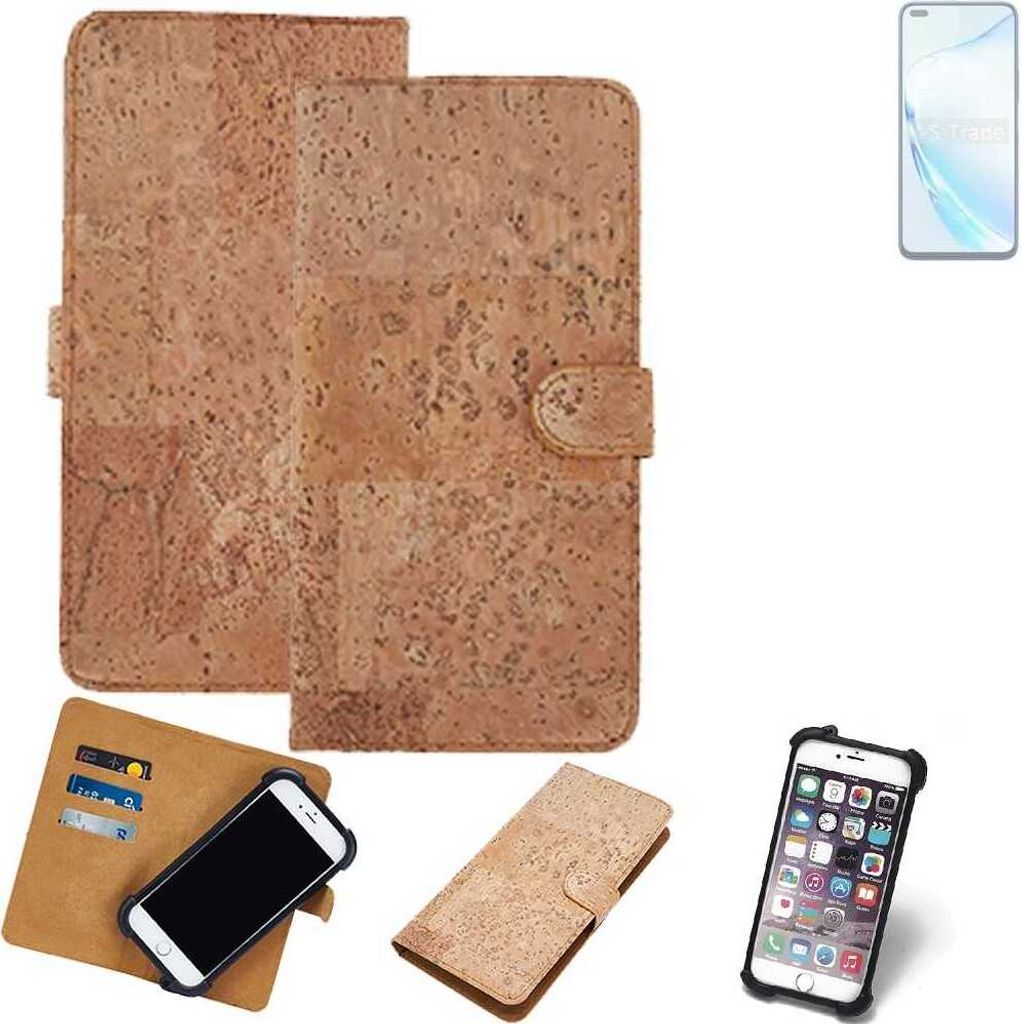K-S-Trade Hülle kompatibel mit Wiko Hi Enjoy 60 Pro 5G Kork Handyhülle Cover Schutzhülle TPU Case Bumper in Hellbraun, (1x)