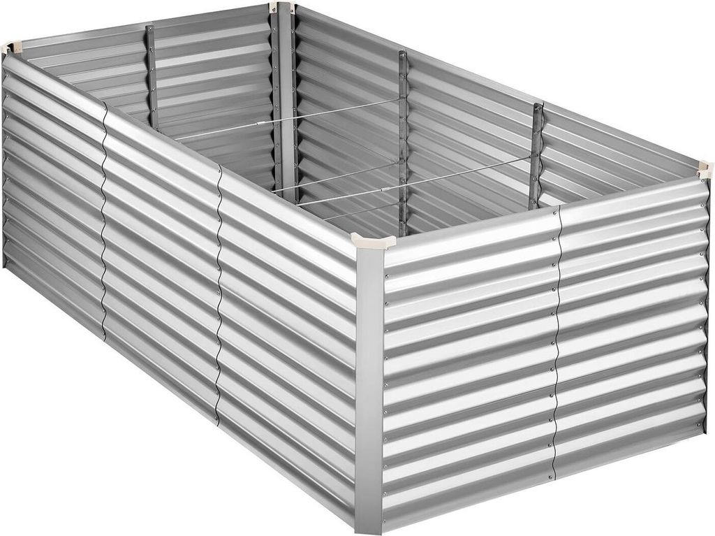 Verzinktes Hochbeet, 2400 x 1200 x 860 mm, rechteckiger Metall-Pflanzkasten-Bausatz für den Außenbereich, Pflanzkasten ohne Boden mit Handschuhen...