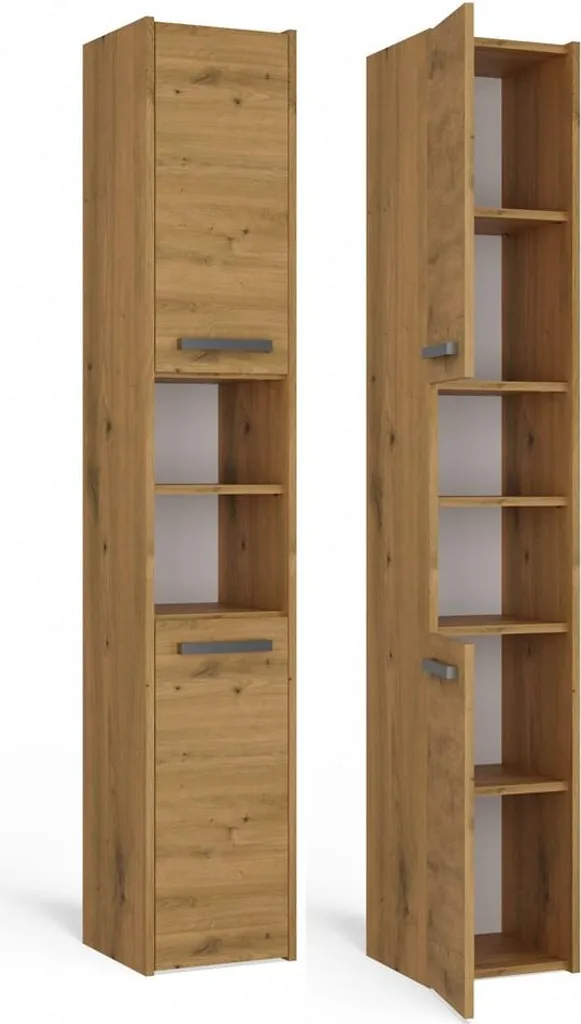 Colonna Bagno 170cm Rovere Artigianale | Arredo Salvaspazio Moderno