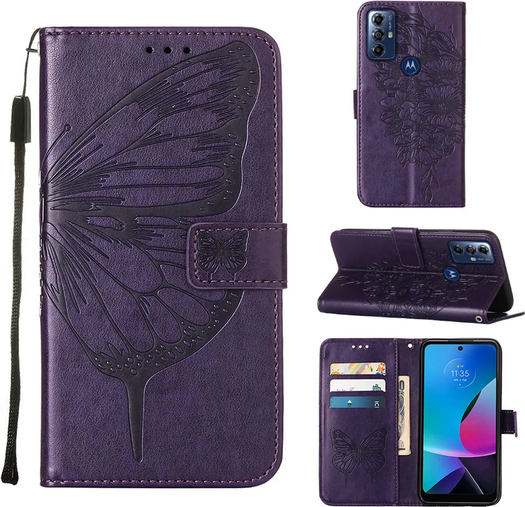 Cover Motorola Moto G Power 2022 Viola | Farfalle in Rilievo Chic