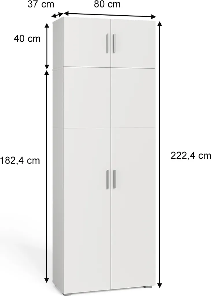 Étagère à dossiers Vicco Frank Blanc 80x182.4cm avec rehausse Model 36977