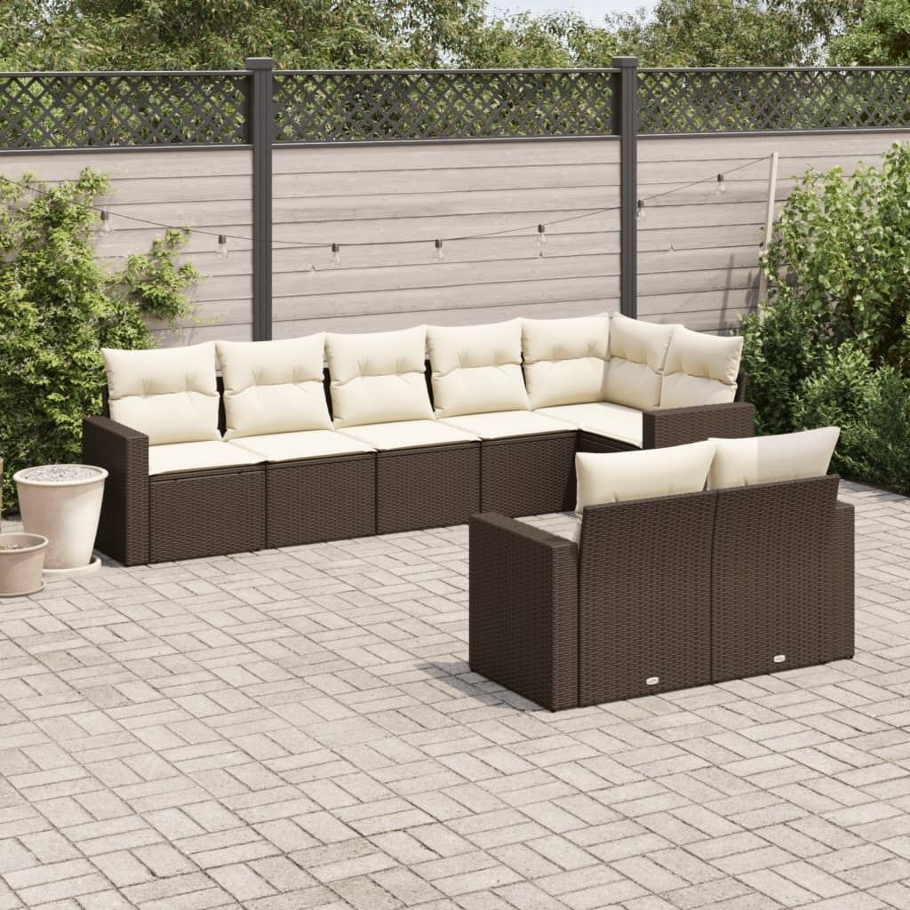 Maison Exclusive - 8-tlg. Garten-Sofagarnitur mit Kissen Braun Poly Rattan