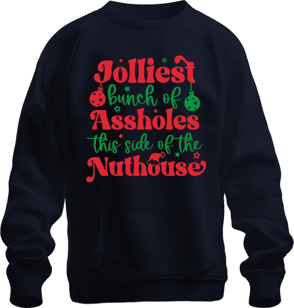 Jolliest Bunch of Assholes Weihnachten lustig Geschenk Party Uni Sweatshirt Pullover, Navy, S