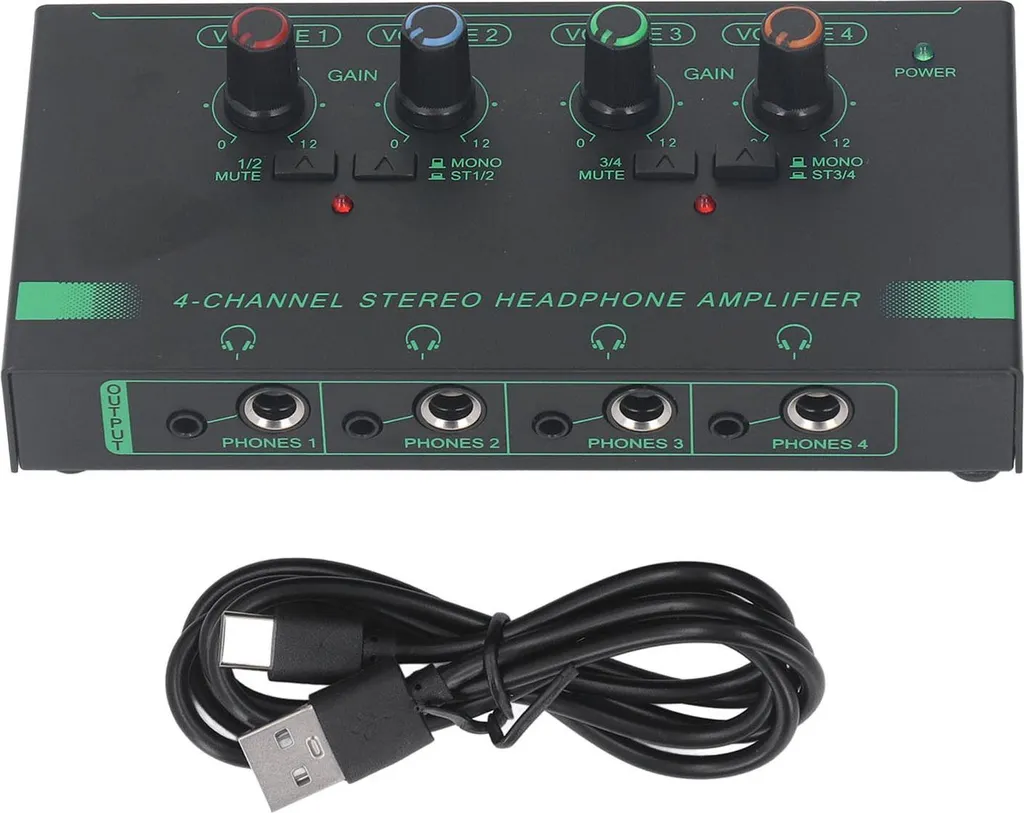 Ampli casque stéréo mono 4 sorties avec alimentation Type-C universelle - 3