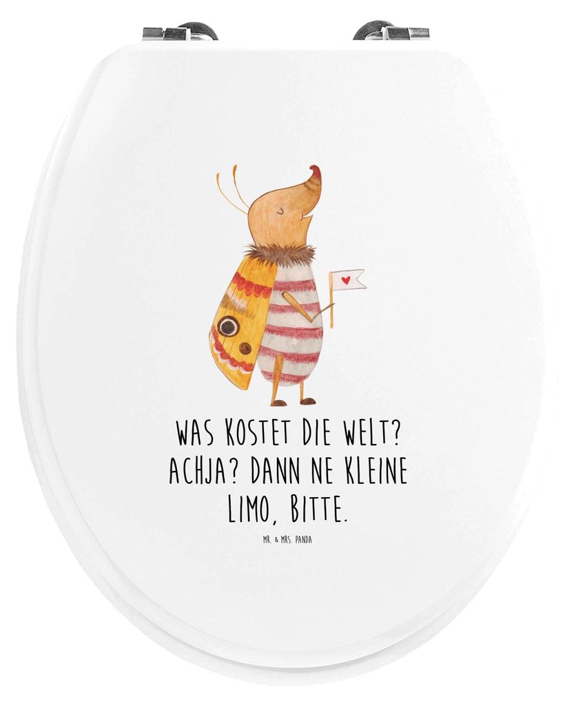 Mr. & Mrs. Panda WC Sitz Nachtfalter Fähnchen - Weiß - Geschenk, Klodeckel, WC-Sitz, Spruch Lustig, Süß, Klo-Deckel, Was Kostet Die Welt, Käfe...